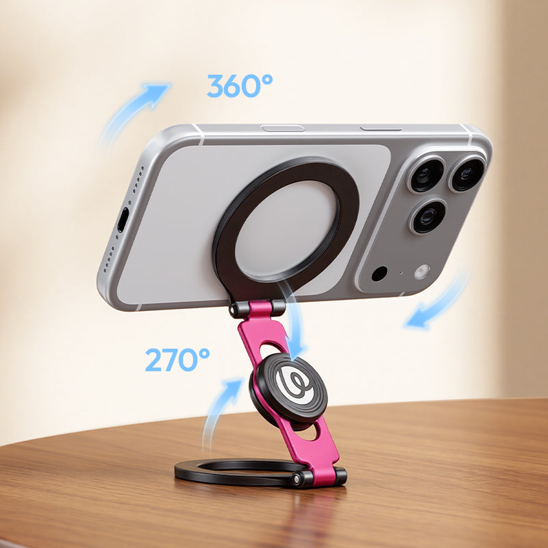 Ulanzi スマホスタンドの270°折りたたみ構造とA軸・B軸の角度調整機能