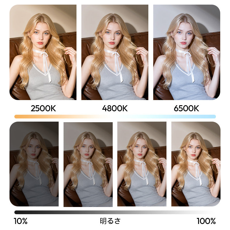 2500Kから6500Kまで色温度を調整できるLEDライト