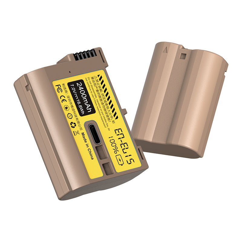 Ulanzi ニコンEN-EL15タイプのリチウムイオンバッテリー（USB-C充電ポート付き、2400mAh）3288