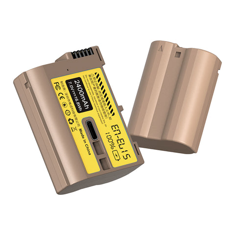 Ulanzi ニコンEN-EL15タイプのリチウムイオンバッテリー（USB-C充電ポート付き、2400mAh）3288