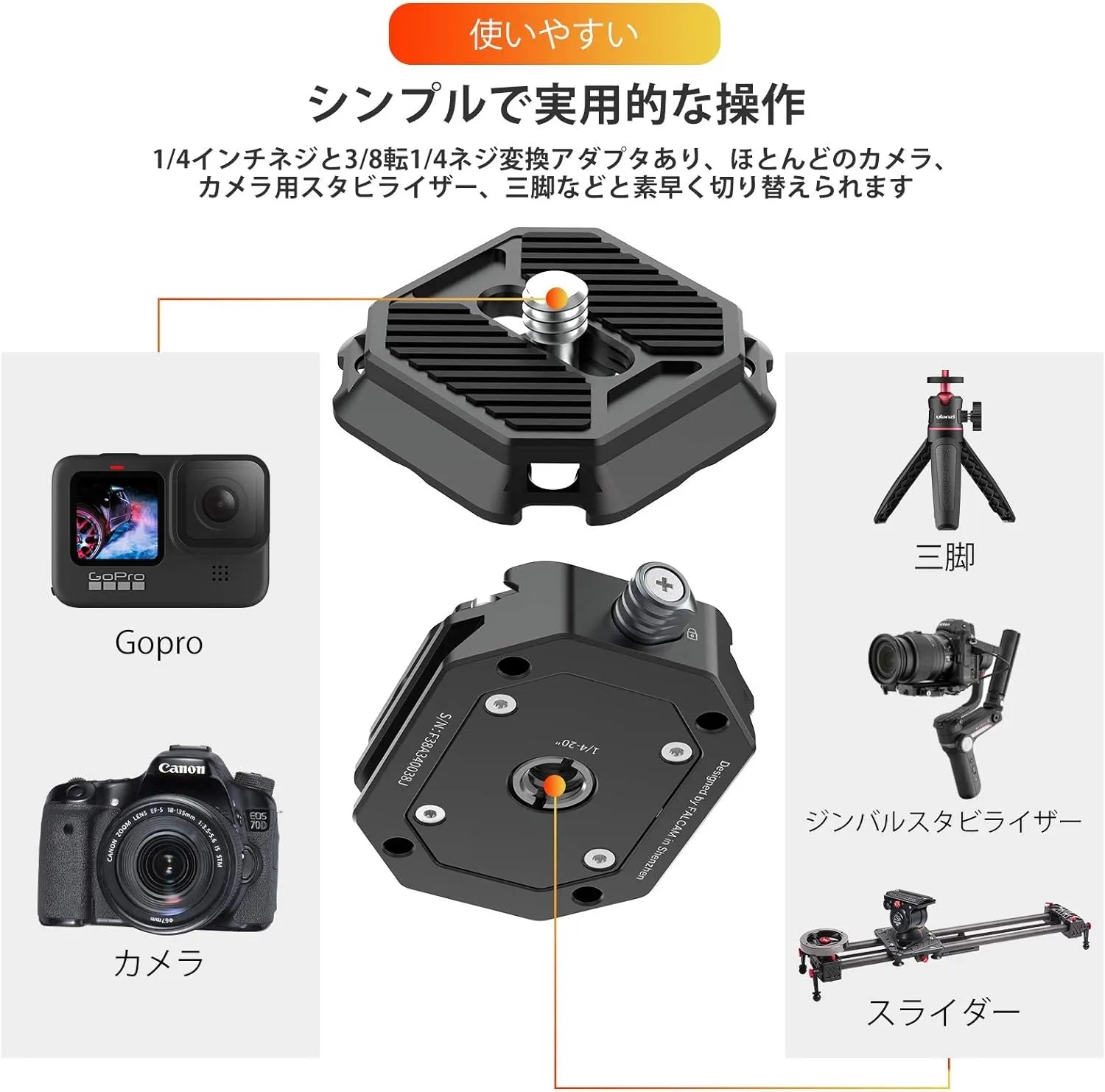Falcam F38 カメラクイックリリースプレートキット Falcam F38 カメラクイックリリースプレートキット