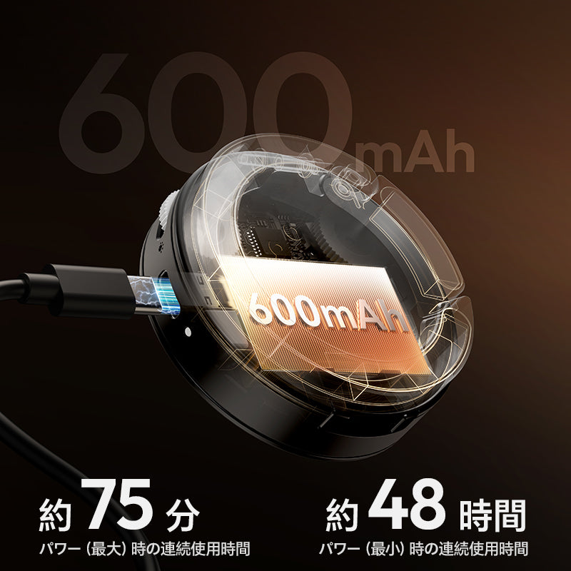 約75分パワー(最大)時の連続使用時間