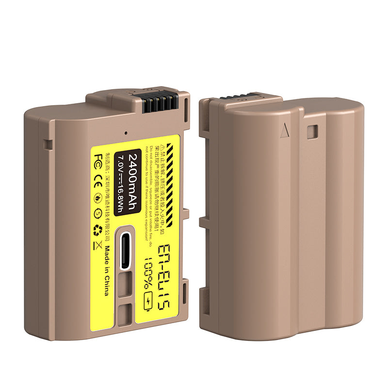 Ulanzi ニコンEN-EL15タイプのリチウムイオンバッテリー（USB-C充電ポート付き、2400mAh）3288