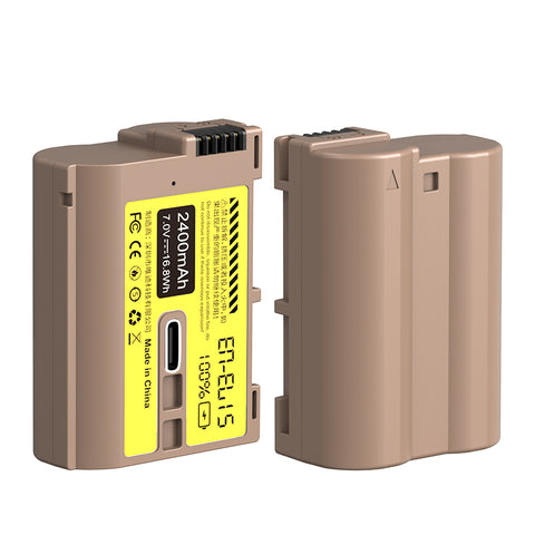 Ulanzi ニコンEN-EL15タイプのリチウムイオンバッテリー（USB-C充電ポート付き、2400mAh）3288