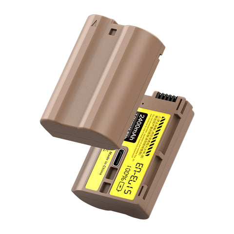 Ulanzi ニコンEN-EL15タイプのリチウムイオンバッテリー（USB-C充電ポート付き、2400mAh）3288