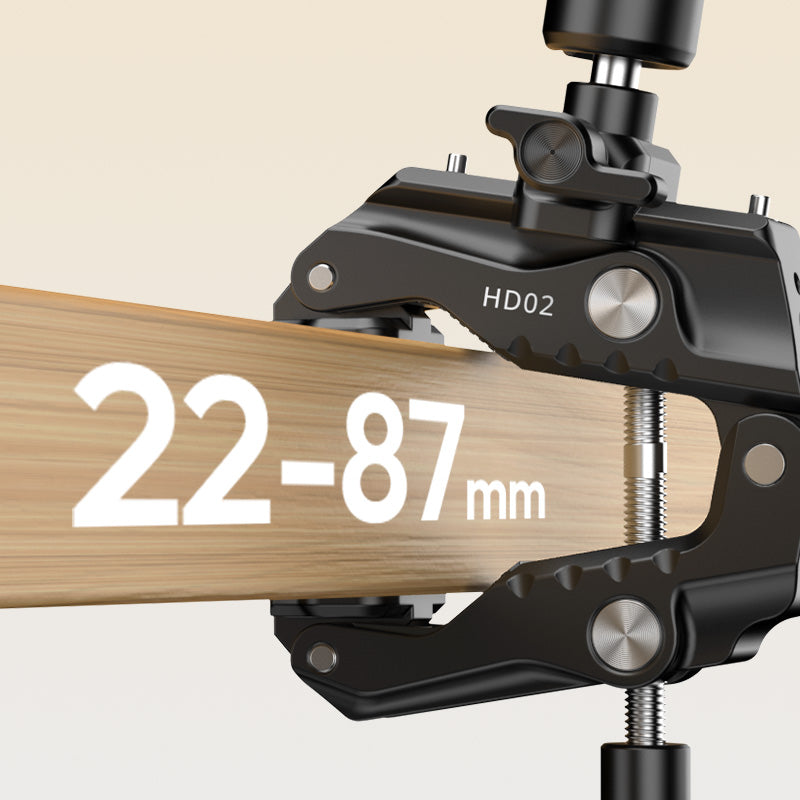 Ulanzi HD02 スーパークランプの丸パイプ22～87mm・平面3～60mm対応の調整可能なクランプ構造