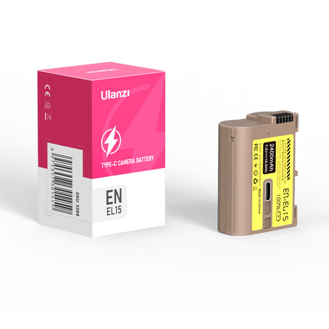 Ulanzi ニコンEN-EL15タイプのリチウムイオンバッテリー（USB-C充電ポート付き、2400mAh）3288