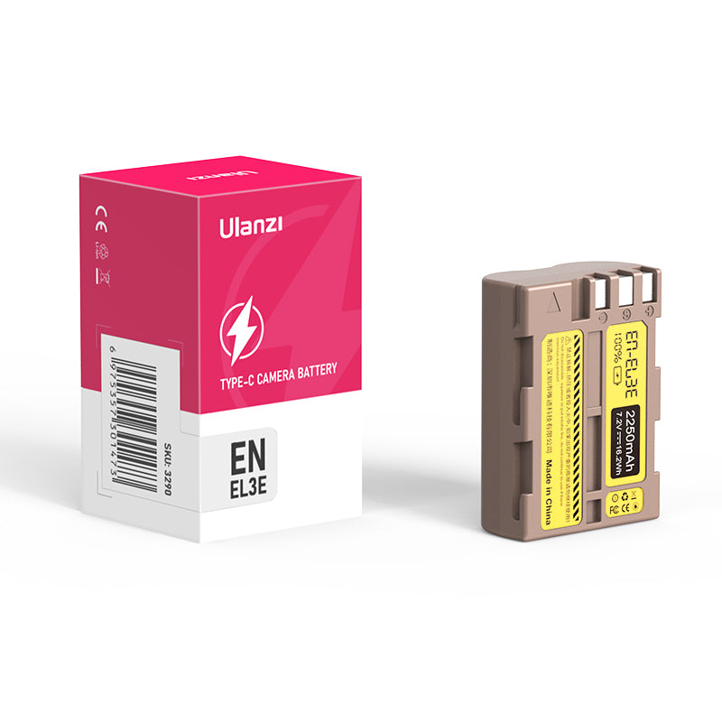 UlanziニコンEN-EL3Eタイプのリチウムイオンバッテリー（USB-C充電ポート付き、2250mAh）3290