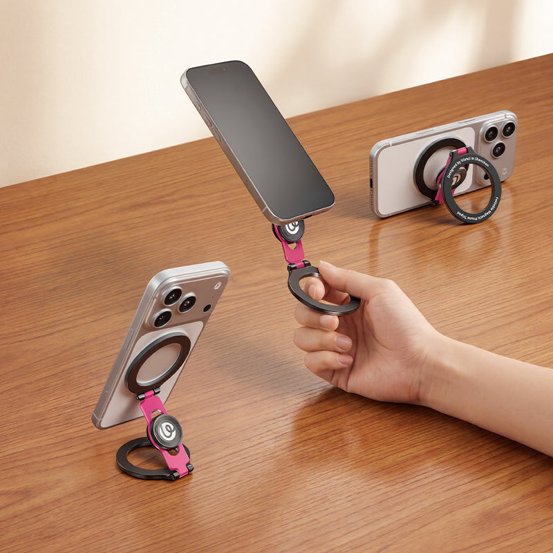 Ulanzi マグネット式スマホスタンドの手持ち撮影とデスクトップスタンドの使用シーン