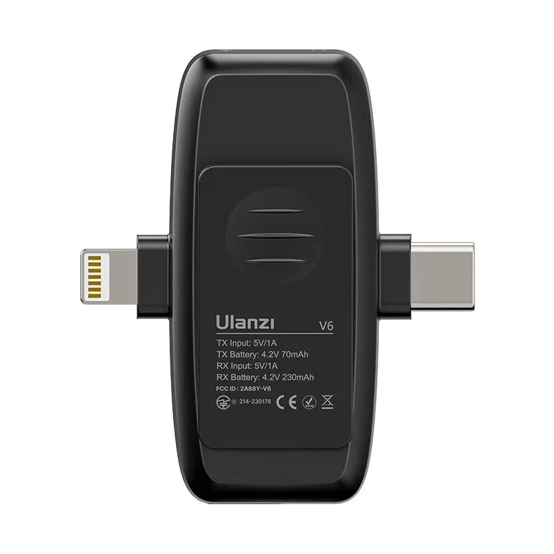 Ulanzi V6 3 in 1プラグプレイワイヤレスラベリアマイクロホン iPhone/Android/タブレット/カメラ用A020GBB1